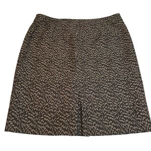Ann Taylor Skirt Women 16 Brown Animal Print A-Line Pencil Cut Lined Office Wear